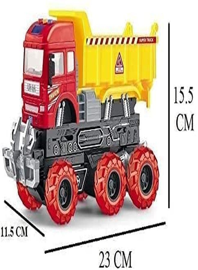 Invite Enterprise 6x6 Wheel Dumper Pull Back Construction Truck Vehicle Toy Friction Powered Wheel Sound and Light Effect Toy for Kids (6x6 Wheel Dumper Truck) - Image 2